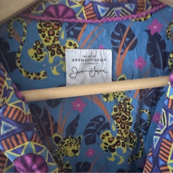 ANTHROPOLOGIE x Janine Lecour Fleurs Pajama Leopard Top - Picture 5 of 8
